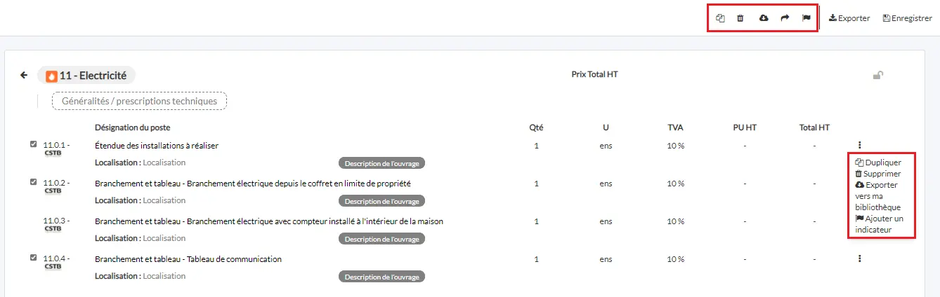 Actions sur les postes