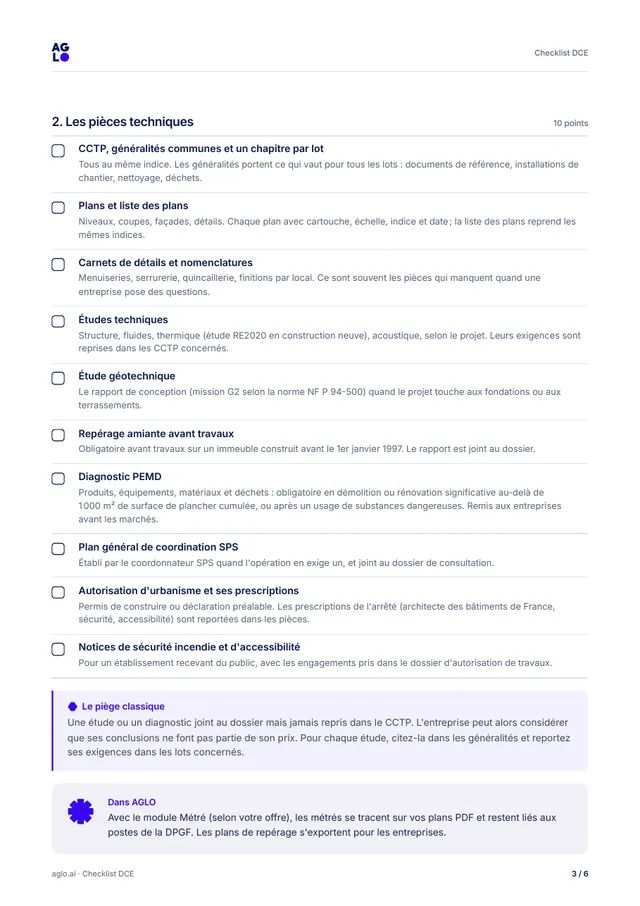 Page 3 : pièces techniques