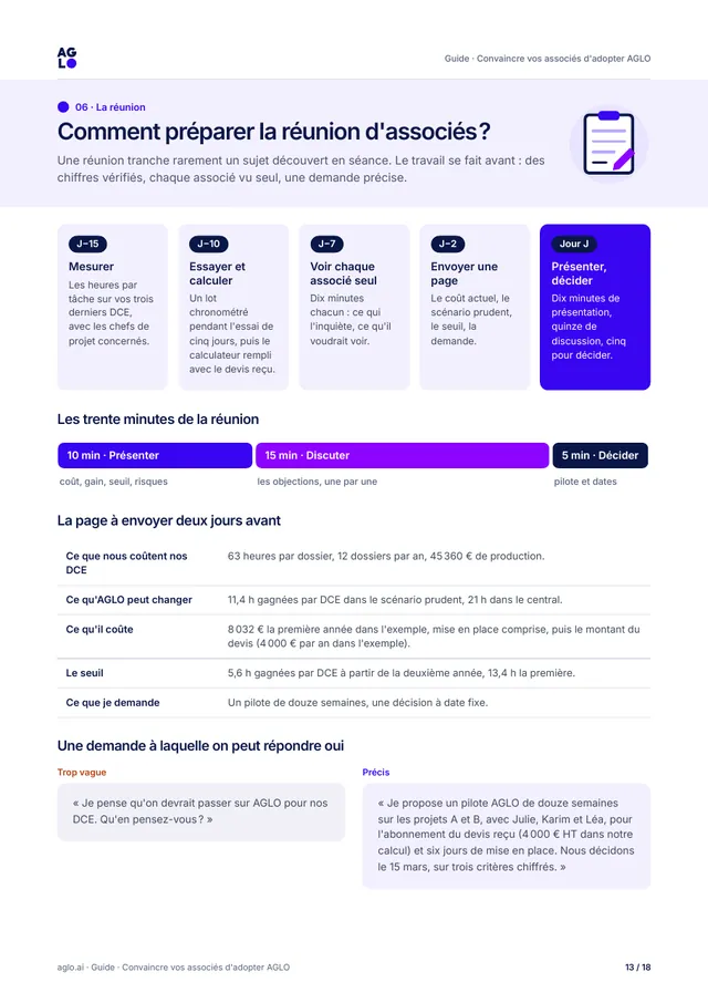 Page 13 : la préparation de la réunion d'associés