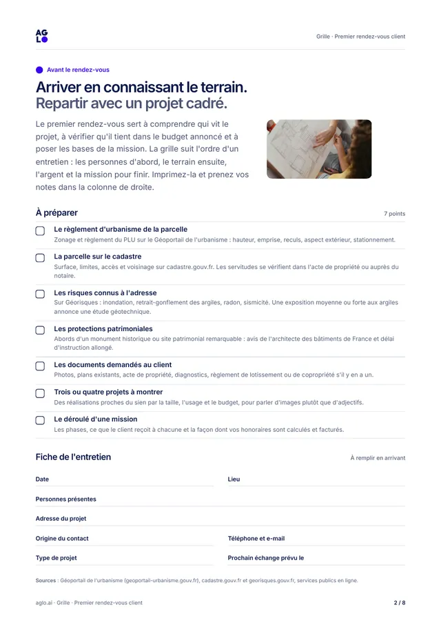 Page 2 : avant le rendez-vous
