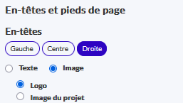 Choix des images dans les en-têtes et pieds de page